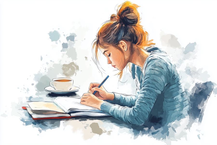 Un cuaderno abierto sobre una mesa